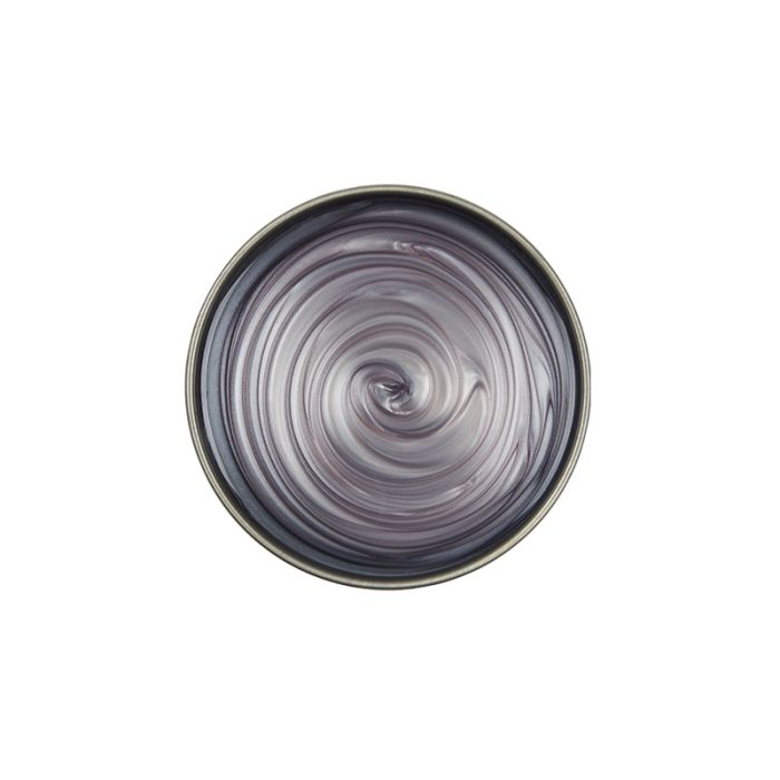 Top view of a can of Satin Smooth SIlver Tourmaline Wax with no lid featuing its glossy silver color