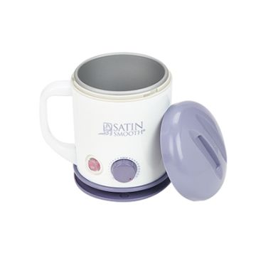 Satin Smooth Select-A-Temp Warmer with its lid on displaying its red power indicator light & purple function dial